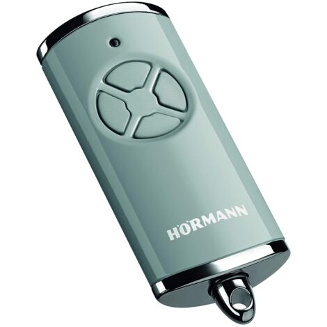 Hörmann HSE 4 BS (frequenza 868 MHz, Grigio Lucido, azionamento per Porta del Garage con Tappi cromati, batterie Incluse, Dimensioni 28 x 70 x 14 mm, incl. Anello Portachiavi) 4511577