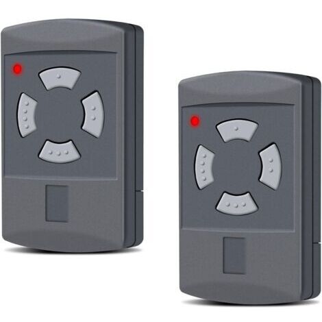 Hörmann - Lot de 2 émetteurs manuels de rechange pour porte de garage Hörmann - 40,685 MHz - 4 canaux - Compatible avec HS2-40, HS4-40, HSE2-40, HSE4-40, HSM2-40, HSM4-40, bouton gris
