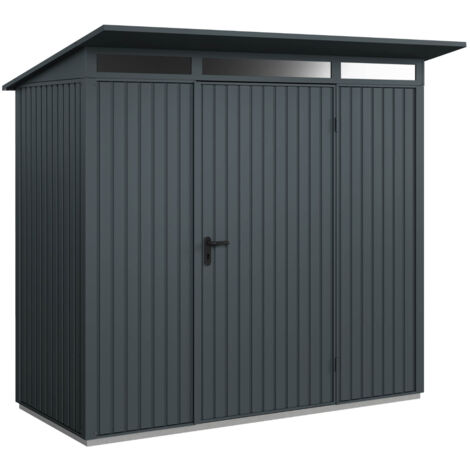Hörmann Metall-Gerätehaus Berry Classic mit Pultdach Typ 1, 248 x 153 cm, anthrazitgrau, 3,8 m², 1-flüglige Tür