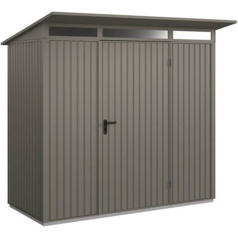 Hörmann Metall-Gerätehaus Berry Classic mit Pultdach Typ 1, 248 x 153 cm, quarzgrau, 3,8 m², 1-flüglige Tür