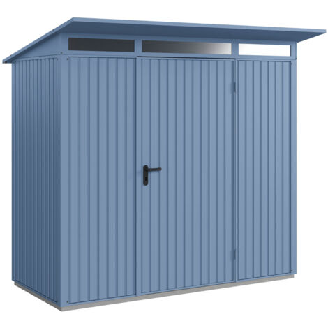 Hörmann Metall-Gerätehaus Berry Classic mit Pultdach Typ 1, 248 x 153 cm, taubenblau, 3,8 m², 1-flüglige Tür