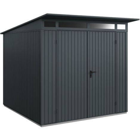Hörmann Metall-Gerätehaus Berry Classic mit Pultdach Typ 2, 248 x 283 cm, anthrazitgrau, 7 m², 2-flüglige Tür