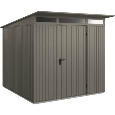 Hörmann Metall-Gerätehaus Berry Classic mit Pultdach Typ 2, 248 x 283 cm, quarzgrau, 7 m², 1-flüglige Tür
