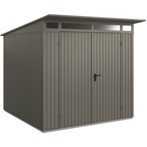 Hörmann Metall-Gerätehaus Berry Classic mit Pultdach Typ 2, 248 x 283 cm, quarzgrau, 7 m², 2-flüglige Tür
