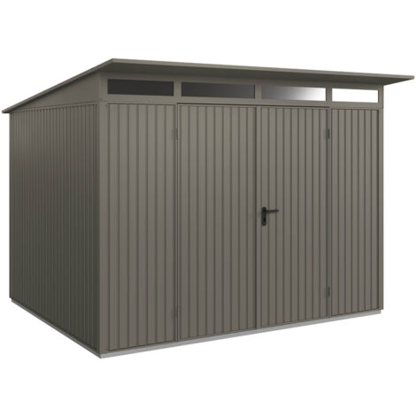 Hörmann Metall-Gerätehaus Berry Classic mit Pultdach Typ 3, 313 x 283 cm, quarzgrau, 8,9 m², 2-flüglige Tür