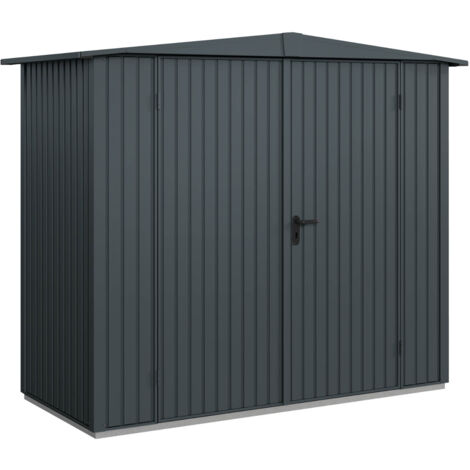 Hörmann Metall-Gerätehaus Berry Classic mit Satteldach Typ 1, 259 x 121 cm, anthrazitgrau, 3,1 m², 2-flüglige Tür