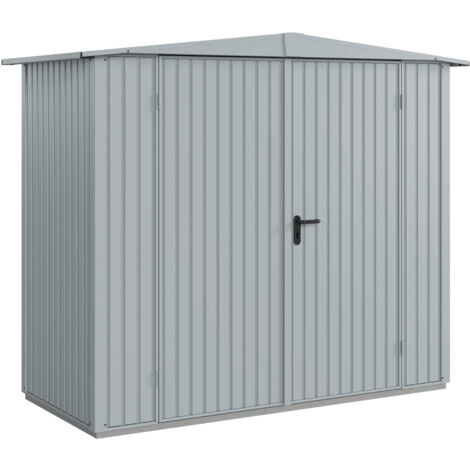 Hörmann Metall-Gerätehaus Berry Classic mit Satteldach Typ 1, 259 x 121 cm, fenstergrau, 3,1 m², 2-flüglige Tür