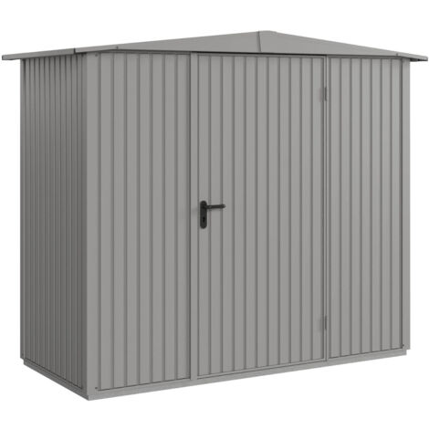 Hörmann Metall-Gerätehaus Berry Classic mit Satteldach Typ 1, 259 x 121 cm, graualuminium, 3,1 m², 1-flüglige Tür