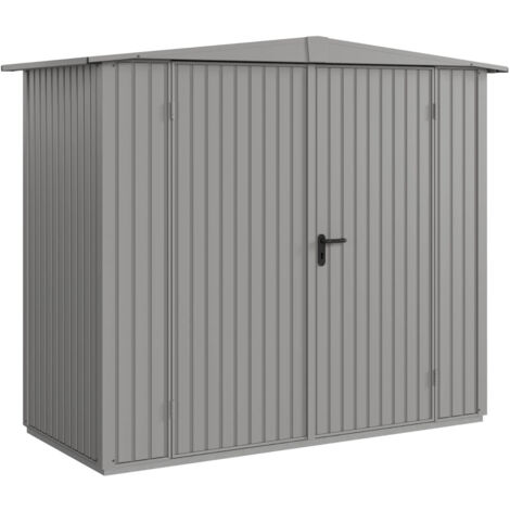 Hörmann Metall-Gerätehaus Berry Classic mit Satteldach Typ 1, 259 x 121 cm, graualuminium, 3,1 m², 2-flüglige Tür