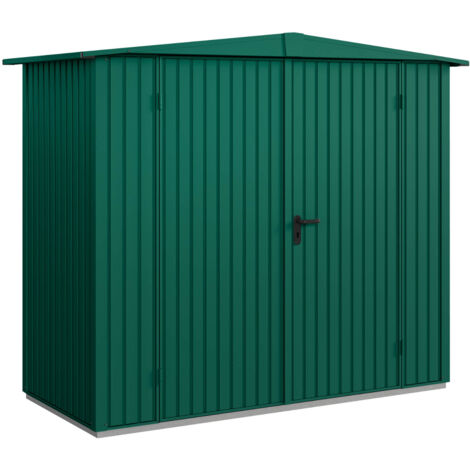 Hörmann Metall-Gerätehaus Berry Classic mit Satteldach Typ 1, 259 x 121 cm, moosgrün, 3,1 m², 2-flüglige Tür