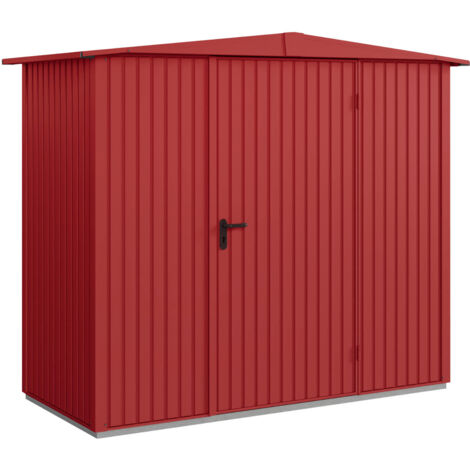Hörmann Metall-Gerätehaus Berry Classic mit Satteldach Typ 1, 259 x 121 cm, purpurrot, 3,1 m², 1-flüglige Tür