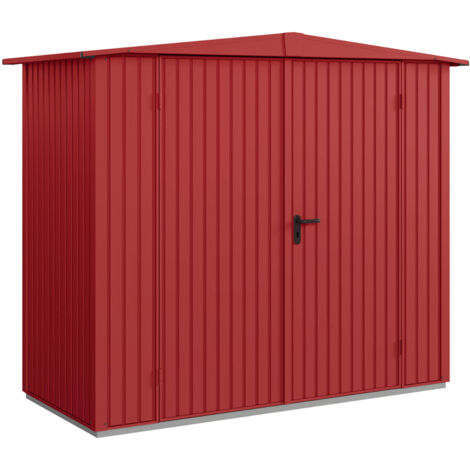 Hörmann Metall-Gerätehaus Berry Classic mit Satteldach Typ 1, 259 x 121 cm, purpurrot, 3,1 m², 2-flüglige Tür