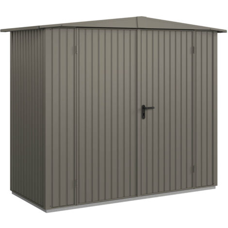 Hörmann Metall-Gerätehaus Berry Classic mit Satteldach Typ 1, 259 x 121 cm, quarzgrau, 3,1 m², 2-flüglige Tür