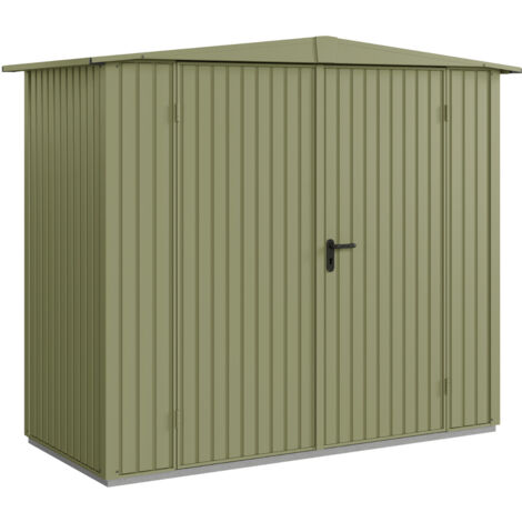 Hörmann Metall-Gerätehaus Berry Classic mit Satteldach Typ 1, 259 x 121 cm, schilfgrün, 3,1 m², 2-flüglige Tür