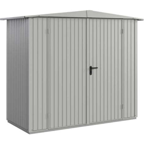 Hörmann Metall-Gerätehaus Berry Classic mit Satteldach Typ 1, 259 x 121 cm, weißaluminium, 3,1 m², 2-flüglige Tür