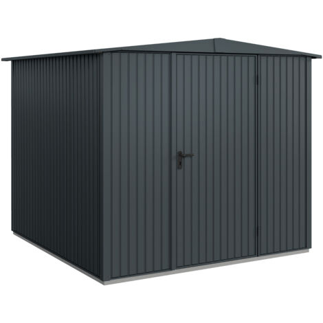Hörmann Metall-Gerätehaus Berry Classic mit Satteldach Typ 2, 259 x 248 cm, anthrazitgrau, 6,4 m², 1-flüglige Tür