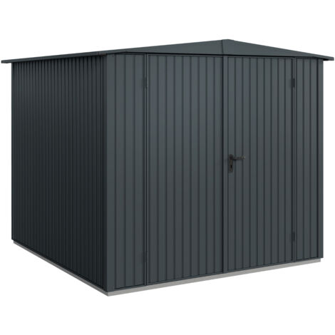 Hörmann Metall-Gerätehaus Berry Classic mit Satteldach Typ 2, 259 x 248 cm, anthrazitgrau, 6,4 m², 2-flüglige Tür