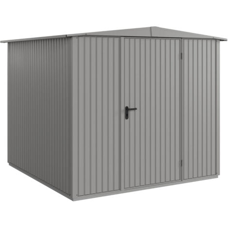 Hörmann Metall-Gerätehaus Berry Classic mit Satteldach Typ 2, 259 x 248 cm, graualuminium, 6,4 m², 1-flüglige Tür