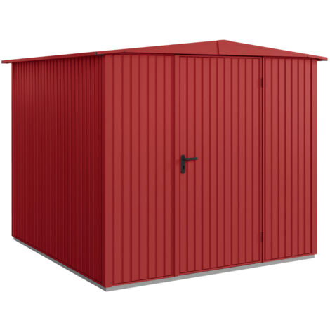Hörmann Metall-Gerätehaus Berry Classic mit Satteldach Typ 2, 259 x 248 cm, purpurrot, 6,4 m², 1-flüglige Tür