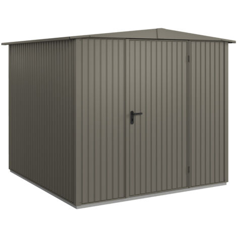 Hörmann Metall-Gerätehaus Berry Classic mit Satteldach Typ 2, 259 x 248 cm, quarzgrau, 6,4 m², 1-flüglige Tür