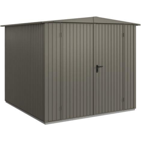 Hörmann Metall-Gerätehaus Berry Classic mit Satteldach Typ 2, 259 x 248 cm, quarzgrau, 6,4 m², 2-flüglige Tür