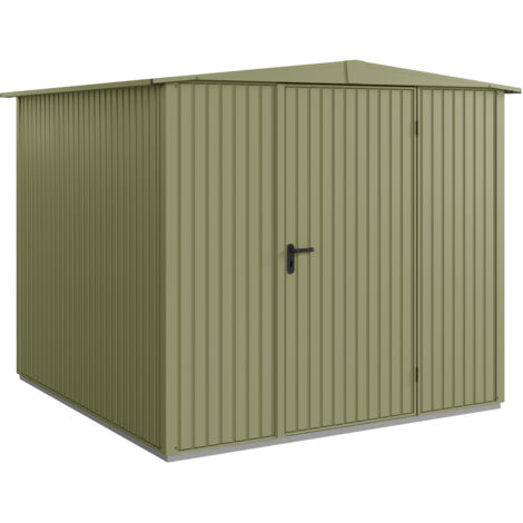 Hörmann Metall-Gerätehaus Berry Classic mit Satteldach Typ 2, 259 x 248 cm, schilfgrün, 6,4 m², 1-flüglige Tür
