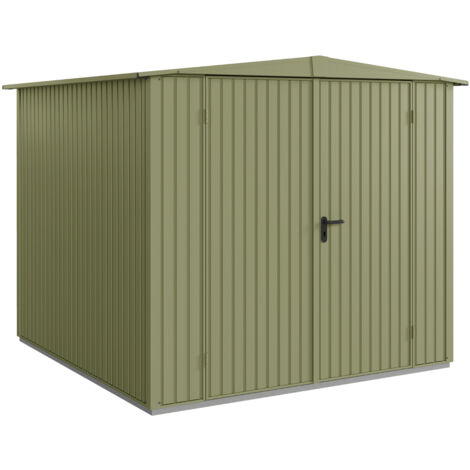 Hörmann Metall-Gerätehaus Berry Classic mit Satteldach Typ 2, 259 x 248 cm, schilfgrün, 6,4 m², 2-flüglige Tür
