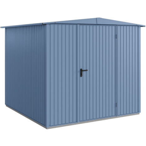 Hörmann Metall-Gerätehaus Berry Classic mit Satteldach Typ 2, 259 x 248 cm, taubenblau, 6,4 m², 1-flüglige Tür