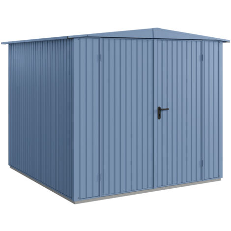 Hörmann Metall-Gerätehaus Berry Classic mit Satteldach Typ 2, 259 x 248 cm, taubenblau, 6,4 m², 2-flüglige Tür