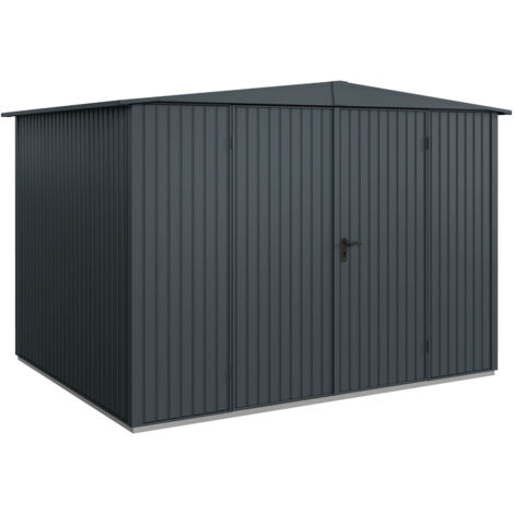 Hörmann Metall-Gerätehaus Berry Classic mit Satteldach Typ 3, 324 x 248 cm, anthrazitgrau, 8 m², 2-flüglige Tür