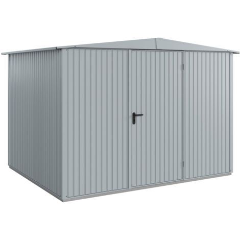 Hörmann Metall-Gerätehaus Berry Classic mit Satteldach Typ 3, 324 x 248 cm, fenstergrau, 8 m², 1-flüglige Tür