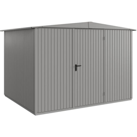 Hörmann Metall-Gerätehaus Berry Classic mit Satteldach Typ 3, 324 x 248 cm, graualuminium, 8 m², 1-flüglige Tür