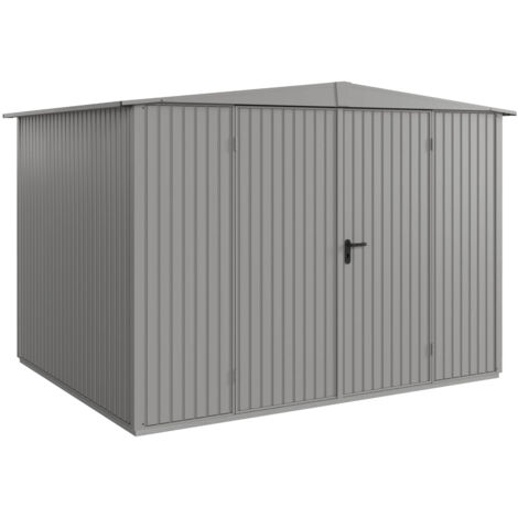 Hörmann Metall-Gerätehaus Berry Classic mit Satteldach Typ 3, 324 x 248 cm, graualuminium, 8 m², 2-flüglige Tür