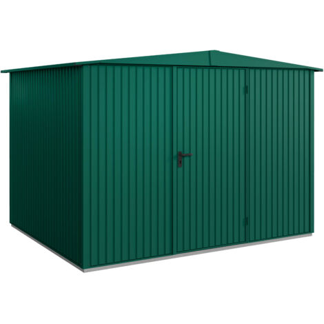 Hörmann Metall-Gerätehaus Berry Classic mit Satteldach Typ 3, 324 x 248 cm, moosgrün, 8 m², 1-flüglige Tür