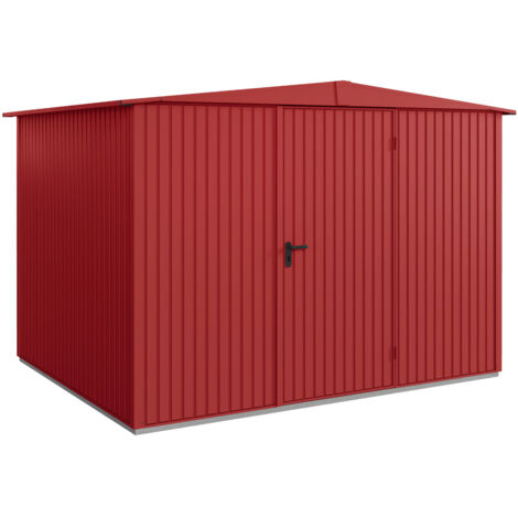 Hörmann Metall-Gerätehaus Berry Classic mit Satteldach Typ 3, 324 x 248 cm, purpurrot, 8 m², 1-flüglige Tür