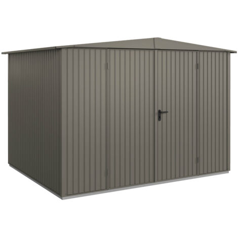 Hörmann Metall-Gerätehaus Berry Classic mit Satteldach Typ 3, 324 x 248 cm, quarzgrau, 8 m², 2-flüglige Tür