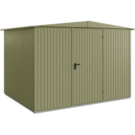 Hörmann Metall-Gerätehaus Berry Classic mit Satteldach Typ 3, 324 x 248 cm, schilfgrün, 8 m², 1-flüglige Tür
