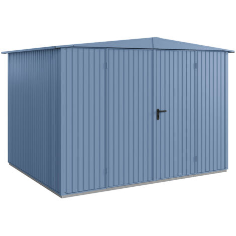 Hörmann Metall-Gerätehaus Berry Classic mit Satteldach Typ 3, 324 x 248 cm, taubenblau, 8 m², 2-flüglige Tür