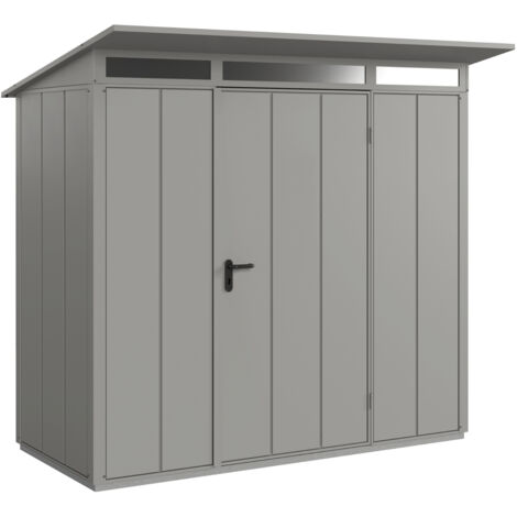 Hörmann Metall-Gerätehaus Berry Modern mit Pultdach Typ 1, 248 x 153 cm, graualuminium, 3,8 m², 1-flüglige Tür