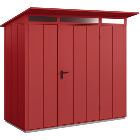 Hörmann Metall-Gerätehaus Berry Modern mit Pultdach Typ 1, 248 x 153 cm, purpurrot, 3,8 m², 1-flüglige Tür