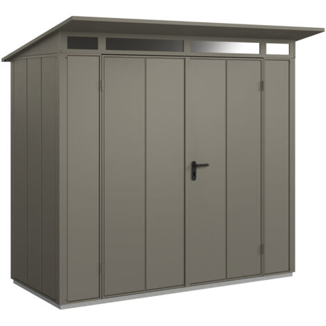 Hörmann Metall-Gerätehaus Berry Modern mit Pultdach Typ 1, 248 x 153 cm, quarzgrau, 3,8 m², 2-flüglige Tür
