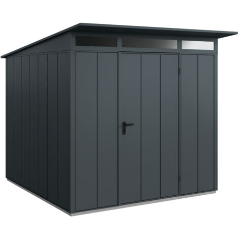 Hörmann Metall-Gerätehaus Berry Modern mit Pultdach Typ 2, 248 x 283 cm, anthrazitgrau, 7 m², 1-flüglige Tür