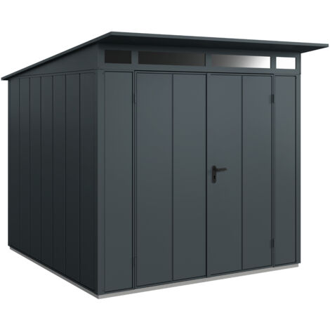 Hörmann Metall-Gerätehaus Berry Modern mit Pultdach Typ 2, 248 x 283 cm, anthrazitgrau, 7 m², 2-flüglige Tür