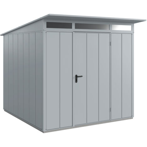 Hörmann Metall-Gerätehaus Berry Modern mit Pultdach Typ 2, 248 x 283 cm, fenstergrau, 7 m², 1-flüglige Tür