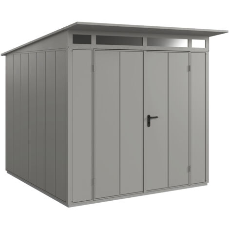 Hörmann Metall-Gerätehaus Berry Modern mit Pultdach Typ 2, 248 x 283 cm, graualuminium, 7 m², 2-flüglige Tür