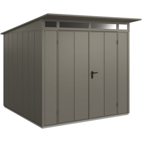 Hörmann Metall-Gerätehaus Berry Modern mit Pultdach Typ 2, 248 x 283 cm, quarzgrau, 7 m², 2-flüglige Tür