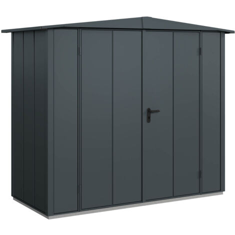 Hörmann Metall-Gerätehaus Berry Modern mit Satteldach Typ 1, 259 x 121 cm, anthrazitgrau, 3,1 m², 2-flüglige Tür