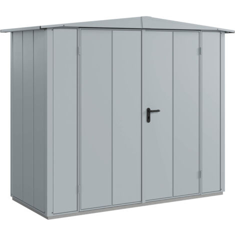 Hörmann Metall-Gerätehaus Berry Modern mit Satteldach Typ 1, 259 x 121 cm, fenstergrau, 3,1 m², 2-flüglige Tür
