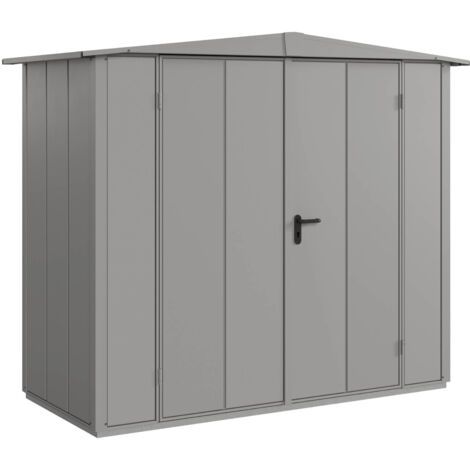 Hörmann Metall-Gerätehaus Berry Modern mit Satteldach Typ 1, 259 x 121 cm, graualuminium, 3,1 m², 2-flüglige Tür