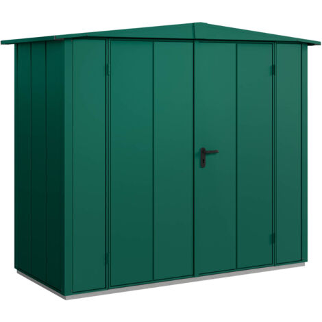 Hörmann Metall-Gerätehaus Berry Modern mit Satteldach Typ 1, 259 x 121 cm, moosgrün, 3,1 m², 2-flüglige Tür